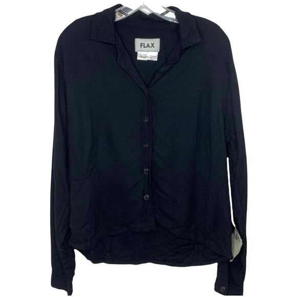 NEW Flax Women Button Up Long Sleeve Lagenlook Shirt 100% Rayon Small‎ - Picture 1 of 5